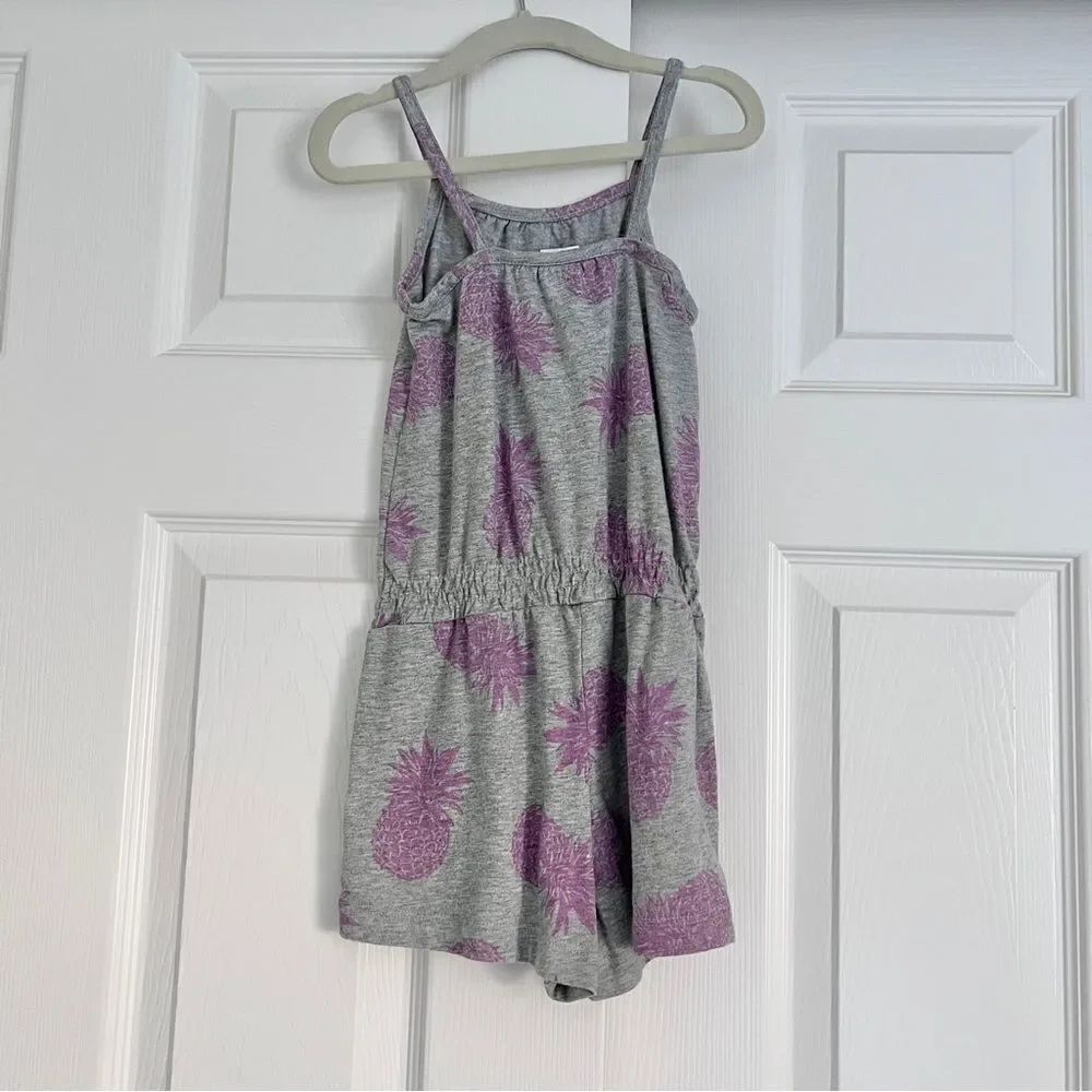 Baby Gap Sleeveless Pineapple Print Romper Toddler 4 Yrs Grey EUC